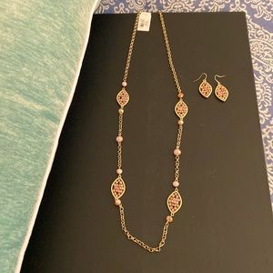 Never worn set of beaded necklace and matching earrings